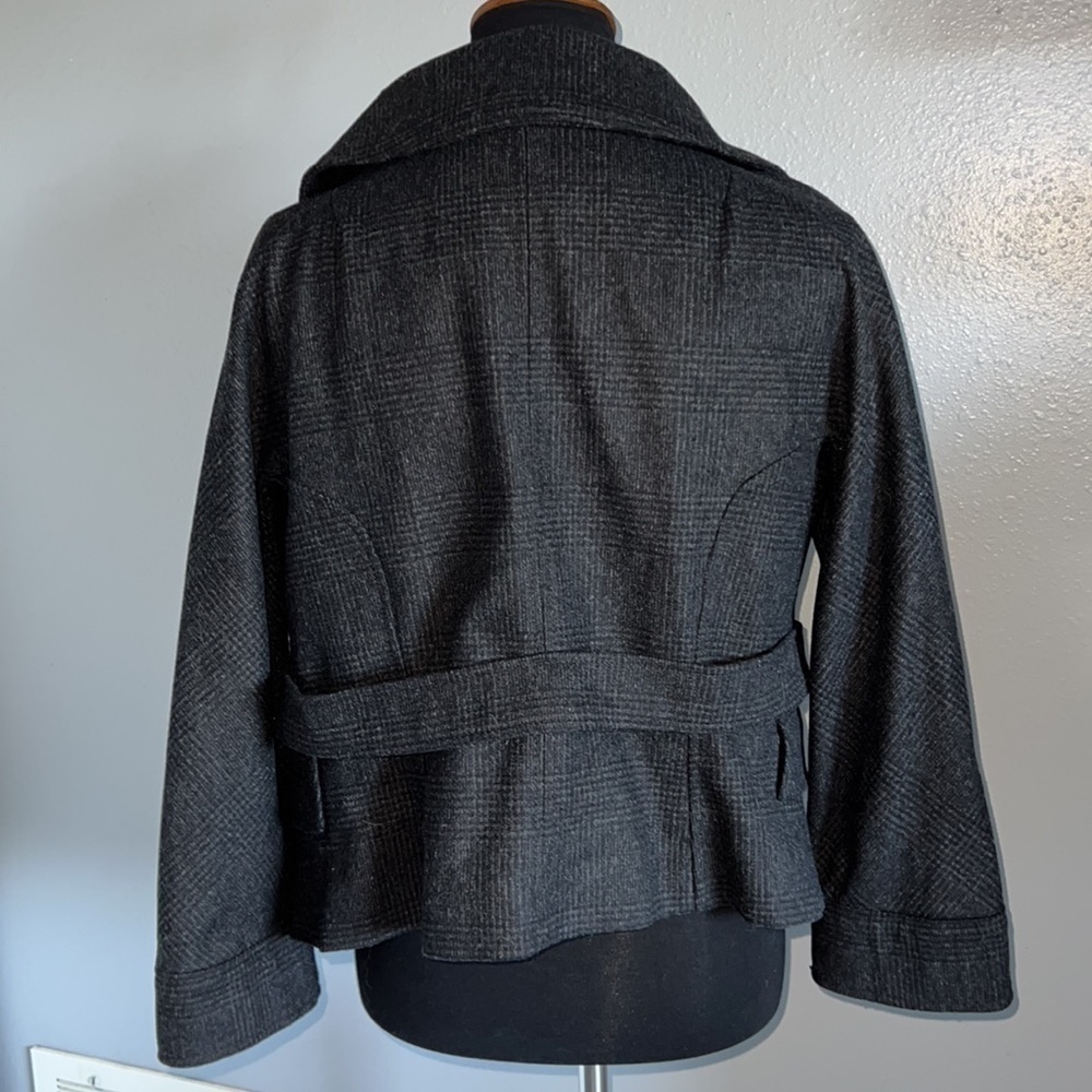 Cropped Wool Peacoat size large grey black Zara Basic - Picture 6 of 7